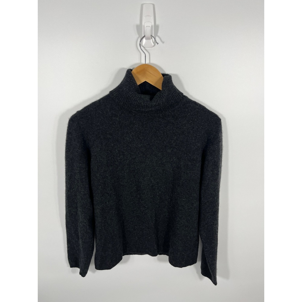 Vintage Womens 100% Cashmere Turtleneck Sweater L Black 90s Minimalist Capsule